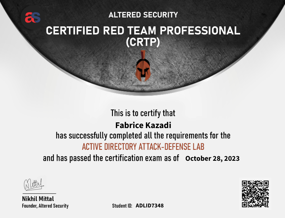 CRTP Cert